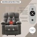 Massage Recliner Chair with Heat and Vibration, Ergonomic Rocking Lounge Chair with 4 Side Pockets, 2 Cup Holders, USB Charging Port - SL-1026